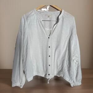 Grey State Cotton Long Sleeve Audrey Medium 8/10, White-Embroidered Balloon Slv